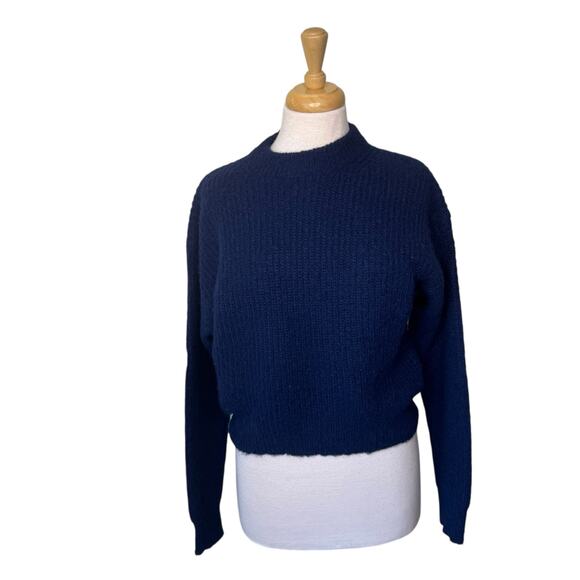 REFORMATION Alpaca Blend Mock Neck Navy Blue Sweater Size XS - Picture 1 of 9
